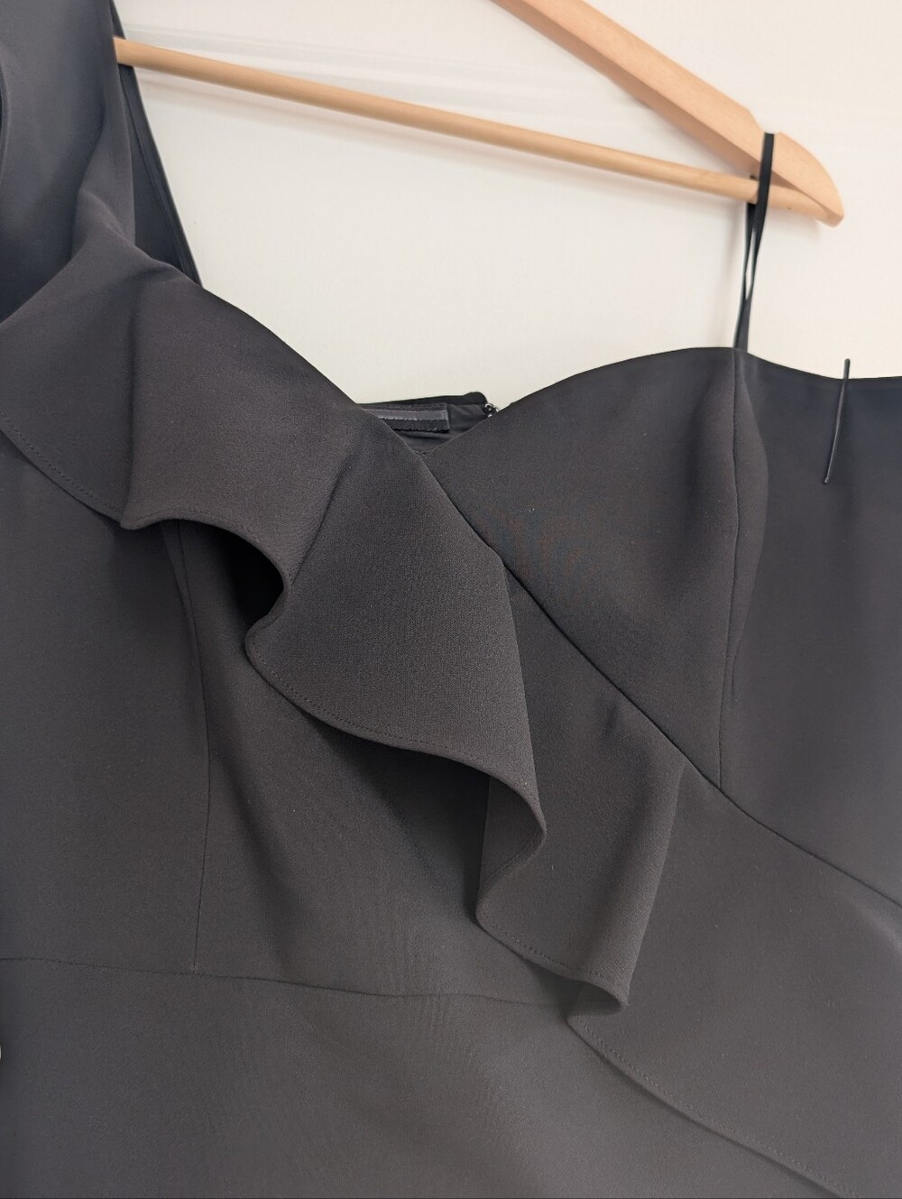 One Shoulder Ruffle Dress Black - Picture 4 of 5